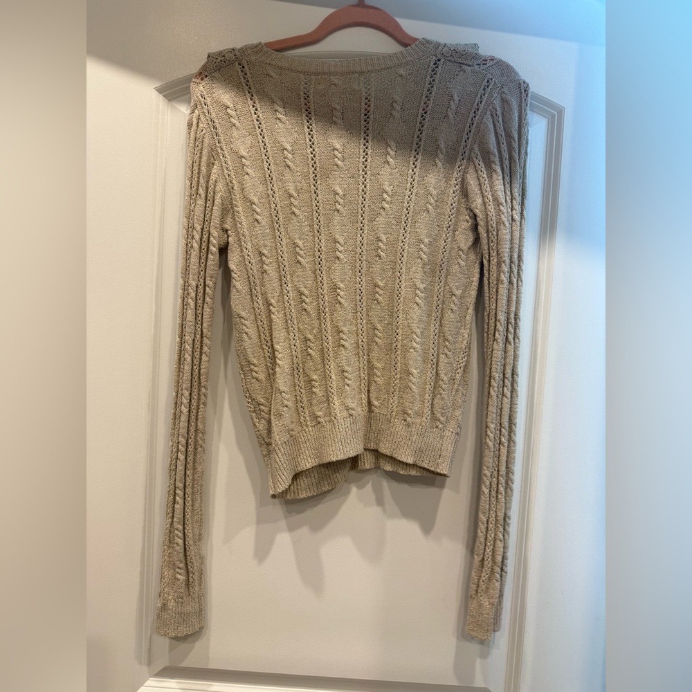 Bluivy Lace-Ruffle Cable Knit Sweater - Beige - Picture 2 of 3